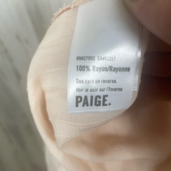 NWT PAIGE Illyria Split Neck Tiered Ruffle Midi Dress size XXS Cream Tan Blush - Picture 6 of 11